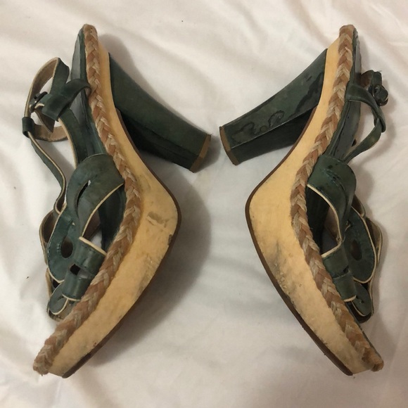 Turquoise Wooden heels - Picture 1 of 6